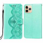 Flower Vine Embossing Pattern Horizontal Flip Leather Case with Card Slot & Holder & Wallet & Lanyard For iPhone 11 Pro(Green)