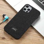 Mutural Shiny Cloth + TPU + PC Protective Case For iPhone 12 / 12 Pro(Black)