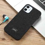 Mutural Shiny Cloth + TPU + PC Protective Case For iPhone 12 Pro Max(Black)