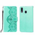 For Samsung Galaxy A40 Flower Vine Embossing Pattern Horizontal Flip Leather Case with Card Slot & Holder & Wallet & Lanyard(Green)