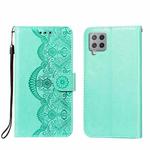For Samsung Galaxy A42 5G Flower Vine Embossing Pattern Horizontal Flip Leather Case with Card Slot & Holder & Wallet & Lanyard(Green)