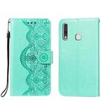 For Samsung Galaxy A70e Flower Vine Embossing Pattern Horizontal Flip Leather Case with Card Slot & Holder & Wallet & Lanyard(Green)