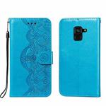 For Samsung Galaxy A5 (2018) Flower Vine Embossing Pattern Horizontal Flip Leather Case with Card Slot & Holder & Wallet & Lanyard(Blue)