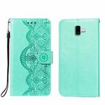 For Samsung Galaxy J6+ Flower Vine Embossing Pattern Horizontal Flip Leather Case with Card Slot & Holder & Wallet & Lanyard(Green)
