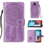 For Motorola Moto E7 Dream Catcher Printing Horizontal Flip Leather Case with Holder & Card Slots & Wallet & Lanyard(Purple)