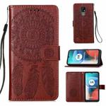 For Motorola Moto E7 Dream Catcher Printing Horizontal Flip Leather Case with Holder & Card Slots & Wallet & Lanyard(Brown)