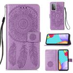For Samsung Galaxy A52 5G / 4G Dream Catcher Printing Horizontal Flip Leather Case with Holder & Card Slots & Wallet & Lanyard(Purple)