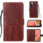 For Samsung Galaxy A72 5G / 4G Dream Catcher Printing Horizontal Flip Leather Case with Holder & Card Slots & Wallet & Lanyard(Brown)