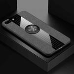 For iPhone 8 Plus /7 Plus XINLI Stitching Cloth Texture Shockproof TPU Protective Case with Ring Holder(Grey)