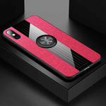 For iPhone XS Max XINLI Stitching Cloth Texture Shockproof TPU Protective Case with Ring Holder(Red)
