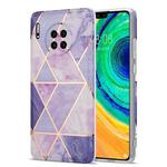 For Huawei Mate 30 Electroplating Stitching Marbled IMD Stripe Straight Edge Rubik Cube Phone Protective Case(Light Purple)