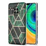 For Huawei Mate 30 Electroplating Stitching Marbled IMD Stripe Straight Edge Rubik Cube Phone Protective Case(Emerald Green)