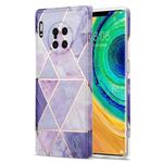 For Huawei Mate 30 Pro Electroplating Stitching Marbled IMD Stripe Straight Edge Rubik Cube Phone Protective Case(Light Purple)