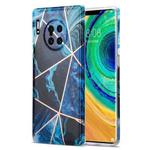 For Huawei Mate 30 Pro Electroplating Stitching Marbled IMD Stripe Straight Edge Rubik Cube Phone Protective Case(Blue)