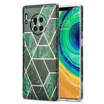 For Huawei Mate 30 Pro Electroplating Stitching Marbled IMD Stripe Straight Edge Rubik Cube Phone Protective Case(Emerald Green)