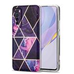 For Huawei nova 7 5G Electroplating Stitching Marbled IMD Stripe Straight Edge Rubik Cube Phone Protective Case(Dark Purple)