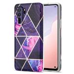 For Huawei nova 7 SE Electroplating Stitching Marbled IMD Stripe Straight Edge Rubik Cube Phone Protective Case(Dark Purple)
