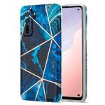 For Huawei nova 7 SE Electroplating Stitching Marbled IMD Stripe Straight Edge Rubik Cube Phone Protective Case(Blue)