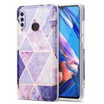 For Huawei P30 Lite Electroplating Stitching Marbled IMD Stripe Straight Edge Rubik Cube Phone Protective Case(Light Purple)