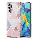 For Huawei P30 Pro Electroplating Stitching Marbled IMD Stripe Straight Edge Rubik Cube Phone Protective Case(Light Pink)