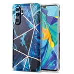 For Huawei P30 Pro Electroplating Stitching Marbled IMD Stripe Straight Edge Rubik Cube Phone Protective Case(Blue)
