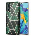 For Huawei P30 Pro Electroplating Stitching Marbled IMD Stripe Straight Edge Rubik Cube Phone Protective Case(Emerald Green)