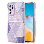 For Huawei P40 Electroplating Stitching Marbled IMD Stripe Straight Edge Rubik Cube Phone Protective Case(Light Purple)