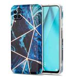 For Huawei P40 lite Electroplating Stitching Marbled IMD Stripe Straight Edge Rubik Cube Phone Protective Case(Blue)