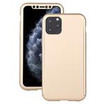 For iPhone 11 Pro Max Shockproof PC Full Coverage Protective Case with Tempered Glass Film(Gold)