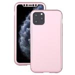 For iPhone 11 Pro Max Shockproof PC Full Coverage Protective Case with Tempered Glass Film(Rose Gold)