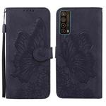 For Huawei P Smart 2021 Retro Skin Feel Butterflies Embossing Horizontal Flip Leather Case with Holder & Card Slots & Wallet(Black)