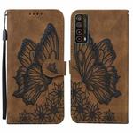 For Huawei P Smart 2021 Retro Skin Feel Butterflies Embossing Horizontal Flip Leather Case with Holder & Card Slots & Wallet(Brown)