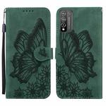 For Huawei Honor 10X Lite Retro Skin Feel Butterflies Embossing Horizontal Flip Leather Case with Holder & Card Slots & Wallet(Green)