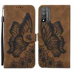 For Huawei Honor 10X Lite Retro Skin Feel Butterflies Embossing Horizontal Flip Leather Case with Holder & Card Slots & Wallet(Brown)