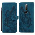 For Nokia 2.4 Retro Skin Feel Butterflies Embossing Horizontal Flip Leather Case with Holder & Card Slots & Wallet(Blue)