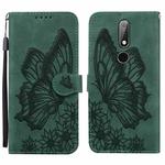 For Nokia 2.4 Retro Skin Feel Butterflies Embossing Horizontal Flip Leather Case with Holder & Card Slots & Wallet(Green)