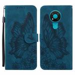 For Nokia 3.4 Retro Skin Feel Butterflies Embossing Horizontal Flip Leather Case with Holder & Card Slots & Wallet(Blue)