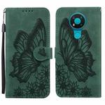 For Nokia 3.4 Retro Skin Feel Butterflies Embossing Horizontal Flip Leather Case with Holder & Card Slots & Wallet(Green)