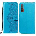 For Huawei nova 6 Flower Vine Embossing Pattern Horizontal Flip Leather Case with Card Slot & Holder & Wallet & Lanyard(Blue)