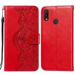 For Huawei P smart Z / Y9 Prime (2019) Flower Vine Embossing Pattern Horizontal Flip Leather Case with Card Slot & Holder & Wallet & Lanyard(Red)