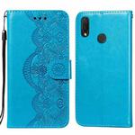 For Huawei P smart Z / Y9 Prime (2019) Flower Vine Embossing Pattern Horizontal Flip Leather Case with Card Slot & Holder & Wallet & Lanyard(Blue)