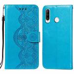For Huawei P30 Lite / nova 4e Flower Vine Embossing Pattern Horizontal Flip Leather Case with Card Slot & Holder & Wallet & Lanyard(Blue)