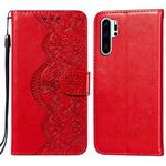 For Huawei P30 Pro Flower Vine Embossing Pattern Horizontal Flip Leather Case with Card Slot & Holder & Wallet & Lanyard(Red)