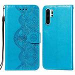 For Huawei P30 Pro Flower Vine Embossing Pattern Horizontal Flip Leather Case with Card Slot & Holder & Wallet & Lanyard(Blue)