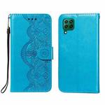 For Huawei P40 Lite / nova 6 SE Flower Vine Embossing Pattern Horizontal Flip Leather Case with Card Slot & Holder & Wallet & Lanyard(Blue)