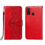 For Huawei P smart 2020 Flower Vine Embossing Pattern Horizontal Flip Leather Case with Card Slot & Holder & Wallet & Lanyard(Red)