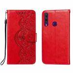 For Huawei Y6p Flower Vine Embossing Pattern Horizontal Flip Leather Case with Card Slot & Holder & Wallet & Lanyard(Red)
