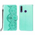 For Huawei Y6p Flower Vine Embossing Pattern Horizontal Flip Leather Case with Card Slot & Holder & Wallet & Lanyard(Green)