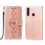 For Huawei Y6p Flower Vine Embossing Pattern Horizontal Flip Leather Case with Card Slot & Holder & Wallet & Lanyard(Rose Gold)