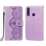 For Huawei Y6p Flower Vine Embossing Pattern Horizontal Flip Leather Case with Card Slot & Holder & Wallet & Lanyard(Purple)